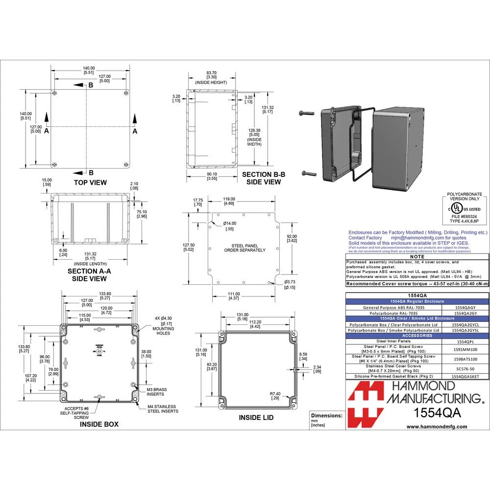 Hammond Electronics 1554 PC Univerzalno kućište Polikarbonat Siva 1 ST slika