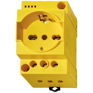 Kombinirana utičnica za serijsku ugradnju, boja žuta, za izmjeničnu struju 16 A 250 V, sa zaštitnim kontaktom utičnica za razvodni ormar Finder 7U.00.8.230.0002 žuta 1 St. slika
