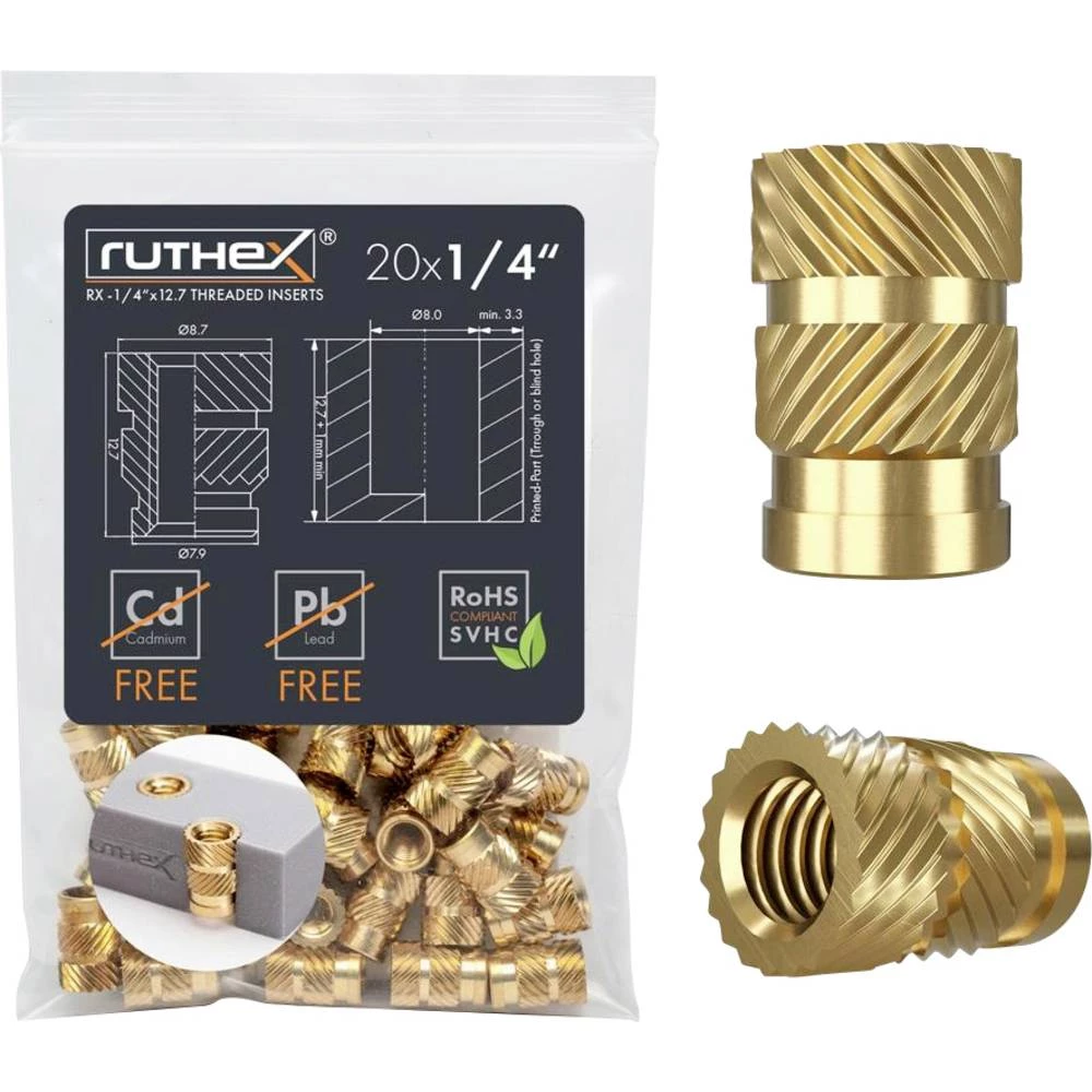 ruthex umetak s navojem RX-1/4“-20x12.7 GE-1/4x127-001 slika