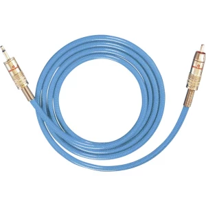 Oehlbach Cinch / Utičnica Audio Priključni kabel [1x Muški cinch konektor - 1x 3,5 mm banana utikač] 5 m Plava boja pozlaćeni ko slika