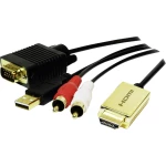 Adapter [1x Muški konektor HDMI - 1x Muški konektor VGA, Muški cinch konektor] Zlatna, Crna LogiLink