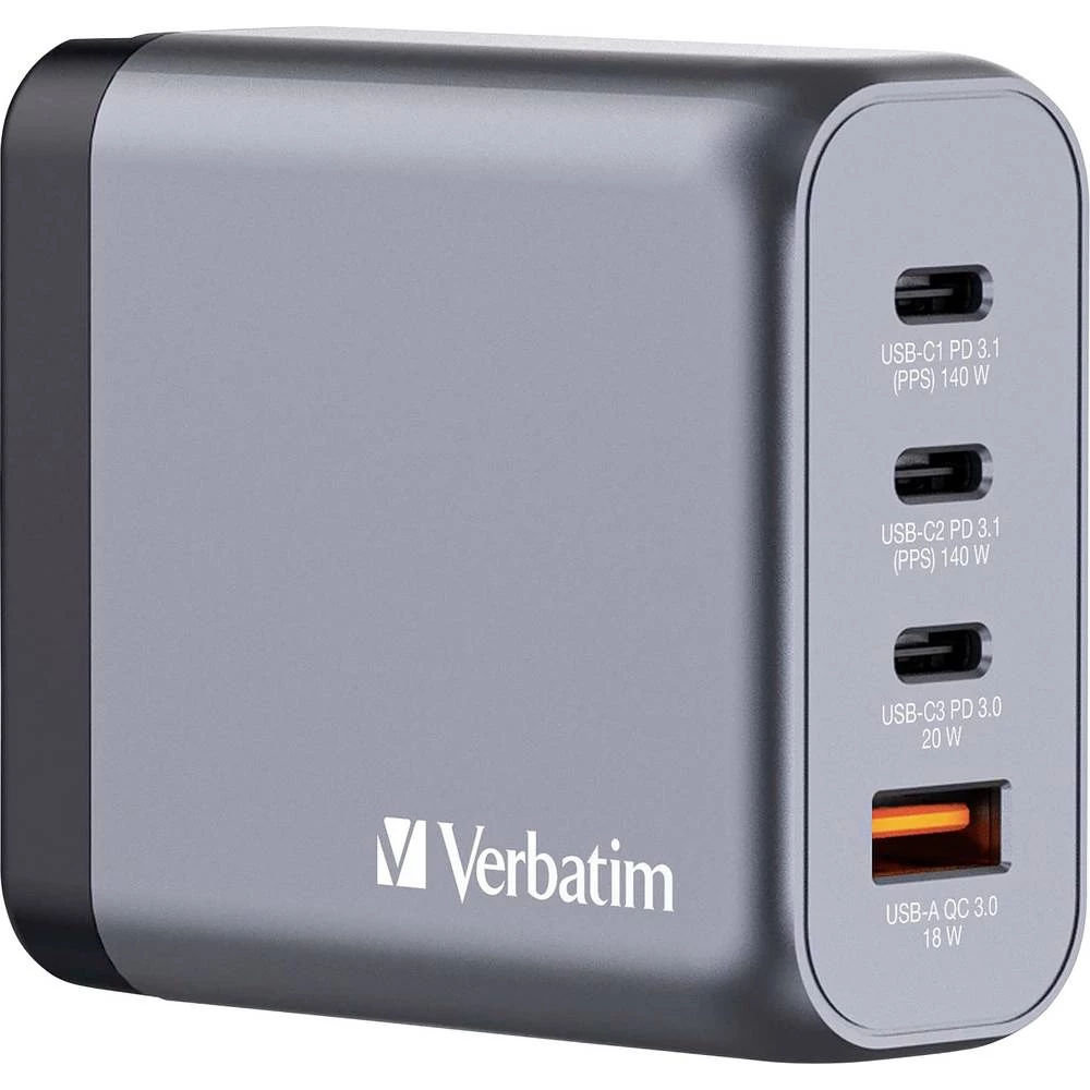 Verbatim GNC-140 GaN 32203 adaptar za putovanje   4 x 1x USB-A, 3x USB-C® GaN, s europskim adapterom, s UK adapterom, s slika
