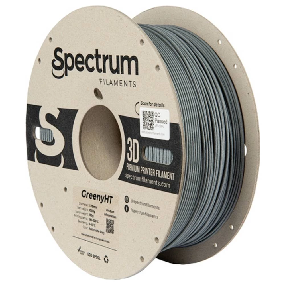 Spectrum Filaments 80701 GreenyHT 3D pisač filament PLA otporan na toplinu, visoka krutost, mat 1.75 mm 1000 g anthracit slika