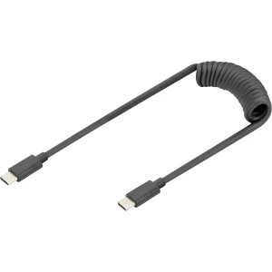 Digitus AK-300431-006-S USB-C® adapter [1x USB-C® - 1x USB-C®] crna spiralni kabel 1 m slika
