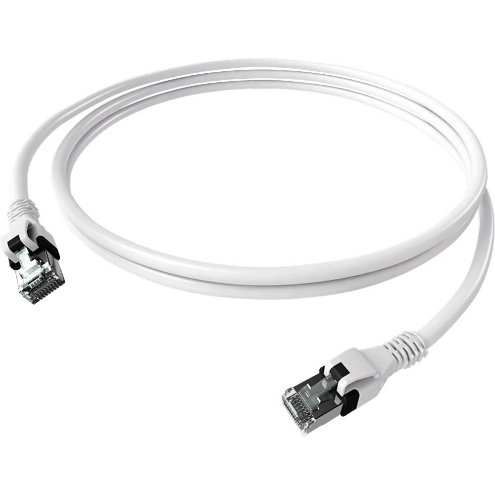 Easylan CPP1OWAWAW0075 RJ45 mrežni kabel, Patch kabel CAT 6a S/FTP 7.50 m bijela dvostruko zaštićen, bez halogena, vatro slika