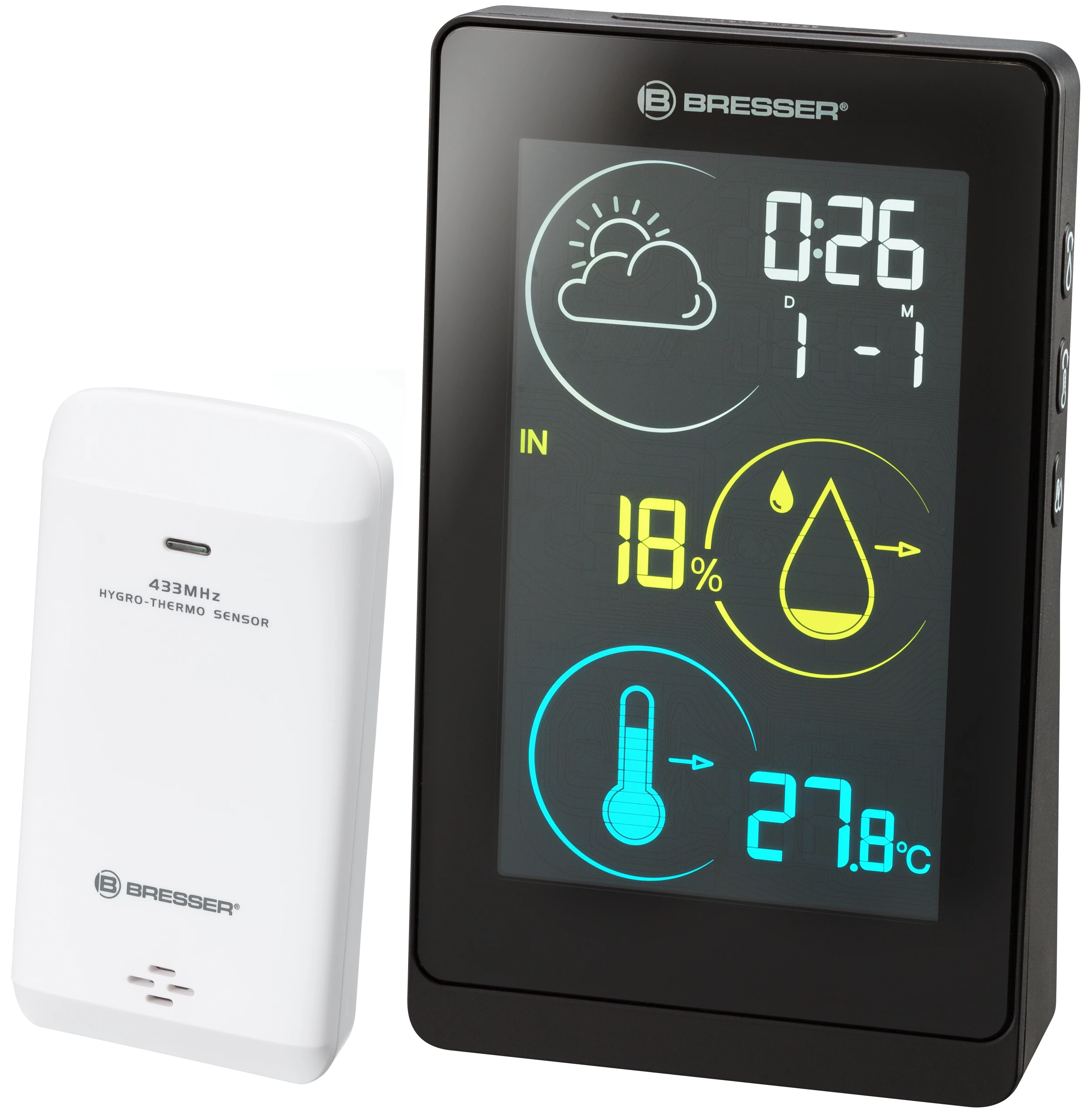 BRESSER Color Meteorološka stanica ClimaTrend Life H sa promjenom boje crna slika