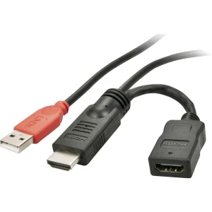 LINDY HDMI kabel za izravno napajanje HDMI-A utikač, USB-A utikač, HDMI-A utičnica 0.15 m crna 41080  HDMI kabel slika