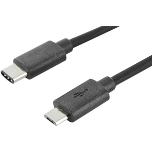 ednet USB 3.1 Priključni kabel [1x USB 3.1 muški konektor AC - 1x Muški konektor USB 3.0 tipa Micro B] 1.8 m Crna Okrugli, utika slika