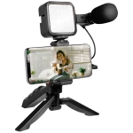 Vlogger komplet s LED svjetlom, mikrofonom + stativom, za pametne telefone od 4,7-7&quot,. LogiLink AA0157  držač videozapisa crna