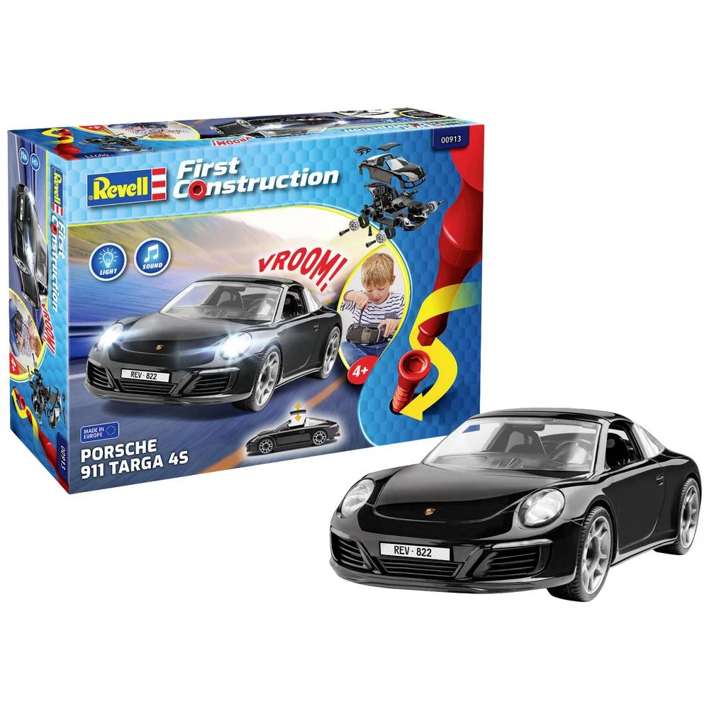 Revell 00913 First-Construction Porsche 911 Targa 4S mit Licht & Sound model automobila za sastavljanje slika