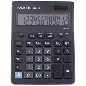 Maul MXL 12 stolni kalkulator crna Zaslon (broj mjesta): 12 baterijski pogon, solarno napajanje (Š x D) 155 mm x 205 mm slika
