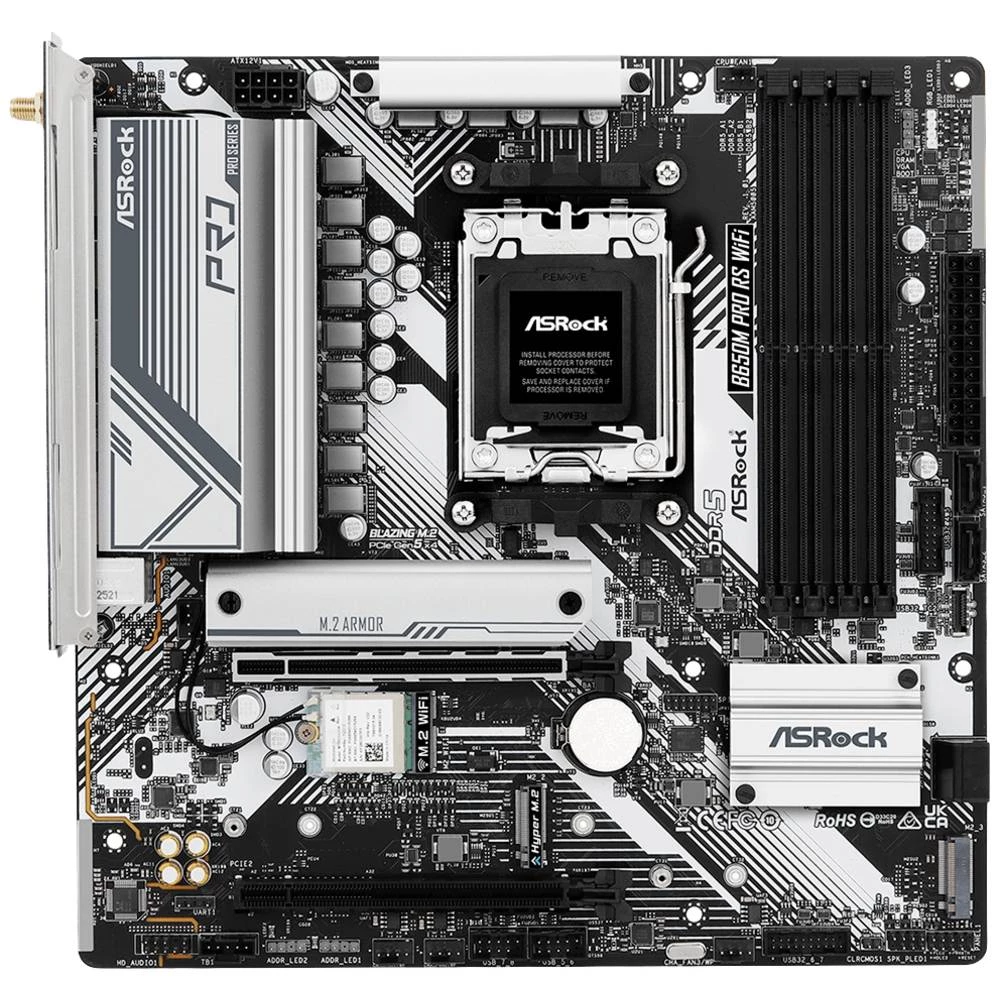 ASRock B650M Pro RS WiFi matična ploča Baza #####AMD AM5 Faktor oblika (detalji) Micro-ATX Set čipova matične ploče AMD® slika