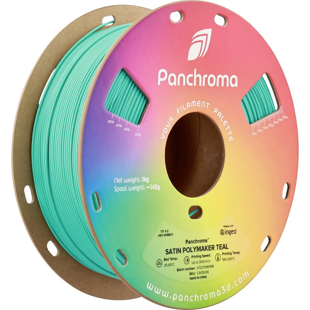 Polymaker CA05006 Panchroma™ Satin 3D pisač filament PLA satiniran, visoka krutost 1.75 mm 1000 g Polymaker Teal, plavo- slika