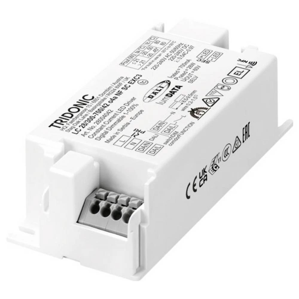 Tridonic LC 28W 300–700mA o4a NFC SC EXC LED pogonski sklop 28 W 0.7 A 7.5 - 42 V 1 kom. slika