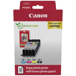 Canon tinta CLI-581 C/M/Y/BK Photo Value Pack original kombinirano pakiranje crn, cijan, purpurno crven, žut 2106C006 slika