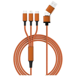 Smrter USB kabel za punjenje USB 2.0 Apple Lightning utikač, USB-A utikač, USB-C® utikač, USB-Micro-B utikač 1.2 m narančasta s otg funkcijom, oplaštenje od tekstila SMRTER_HYDRA_ULT_OR slika