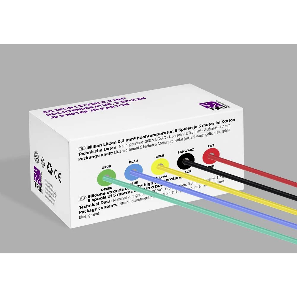 TRU COMPONENTS TC-14085032 silikonska žica 0.3 mm² crvena, crna, žuta, plava boja, zelena 1 Set slika