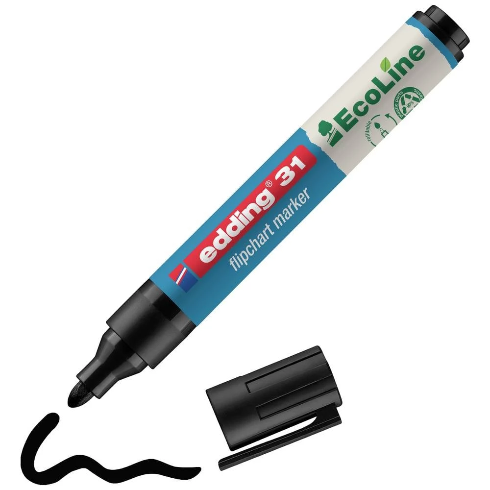 Edding 4-31001 Flipchart marker 31 EcoLine okrugli vrh 1.5 - 3 mm crna 1 St. slika