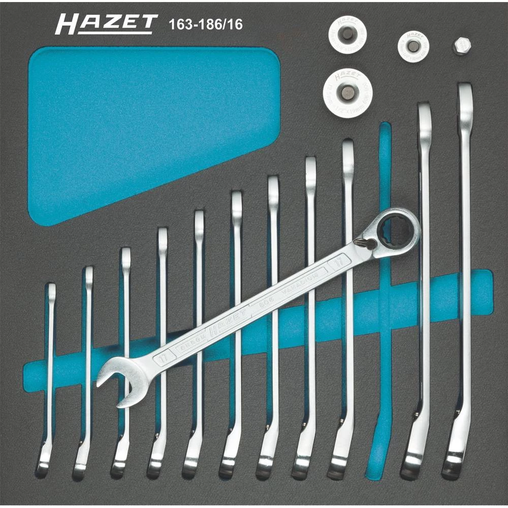 Hazet 163-186/16 prstenasti-viličasti ključ sa račnom-set 12-dijelni Veličina ključa (metrička) (naslov) 8 - 19 mm slika