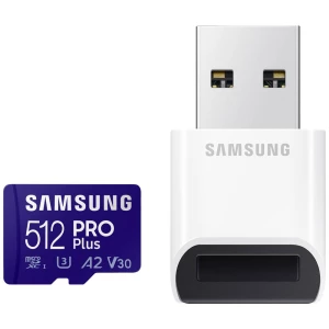 Samsung PRO Plus sdxc kartica 512 GB Class 10, Class 10 UHS-I, UHS-I, v30 Video Speed Class 4K video podrška, a2 standard , uklj. USB čitač kartica, otporan na udarce slika
