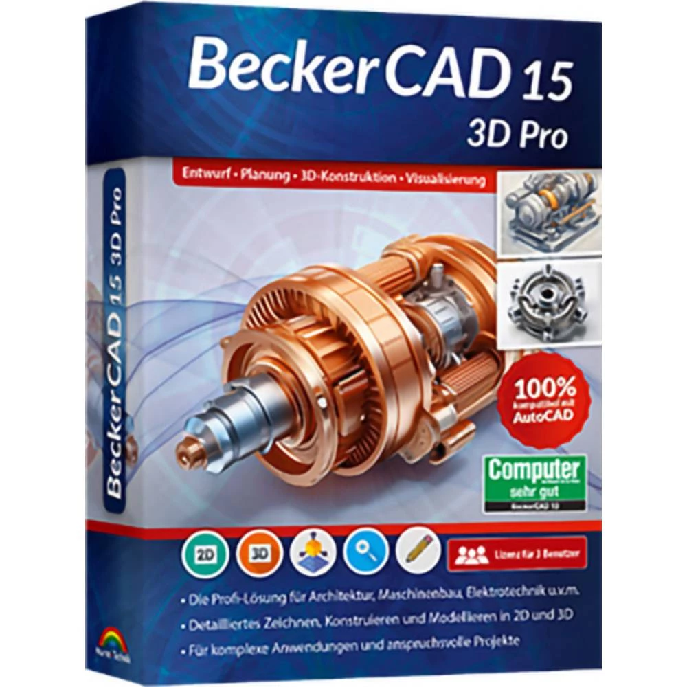 Markt & Technik 81495 BeckerCAD 15 -3D PRO godišnja licenca, 3 licence Windows CAD softver slika