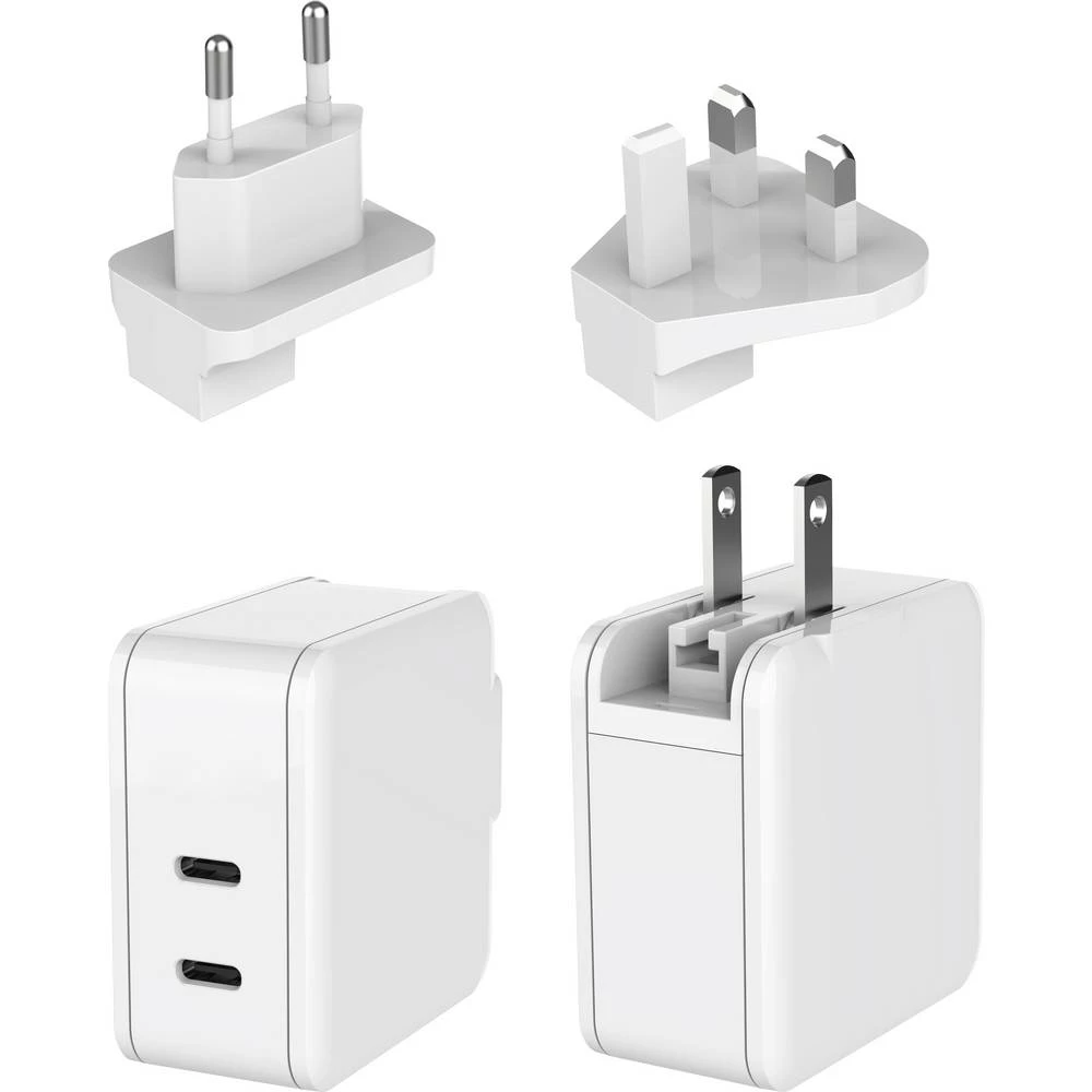 Dehner Elektronik XYPD65CC-ZUZ GaN US foldable with Plug-Set EU/UK white 2xUSB-C AC/DC stolno i priključno napajanje 65 slika