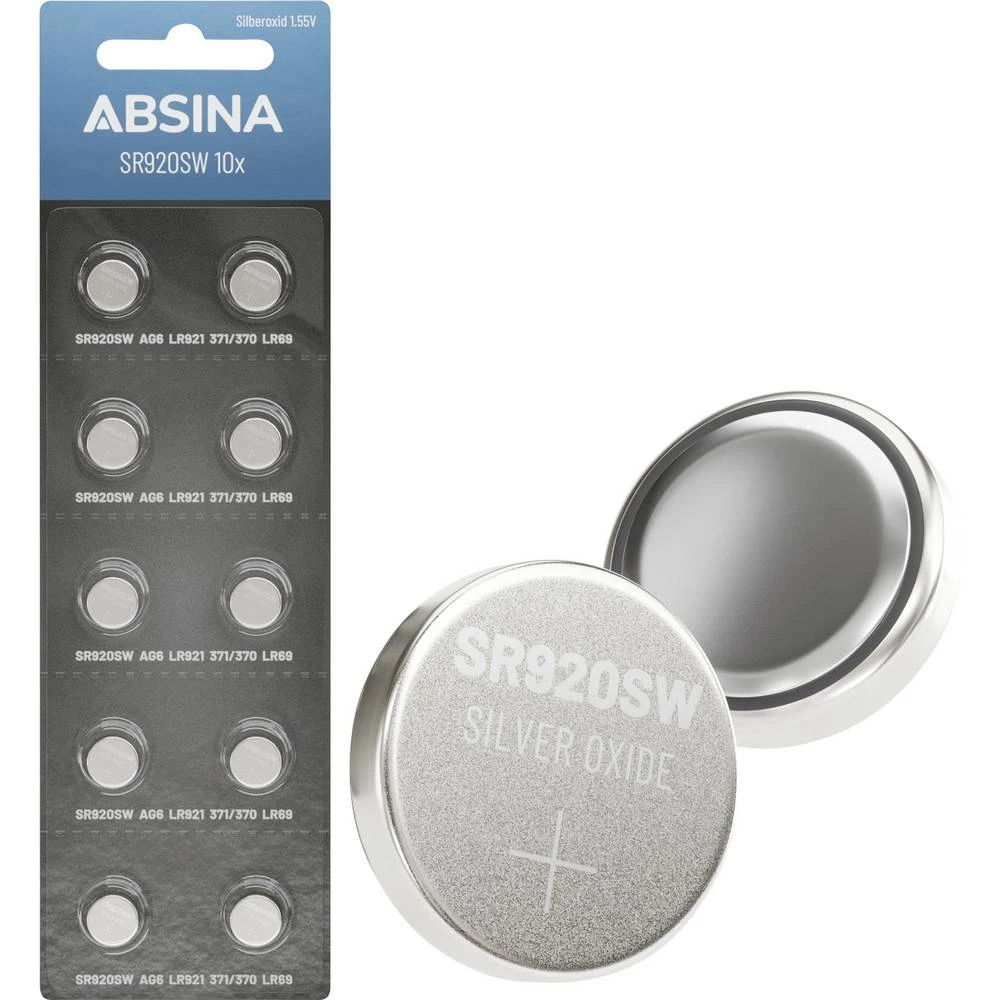 Absina gumbasta baterija 371 1.55 V 10 kom. srebrovo-oksidni slika