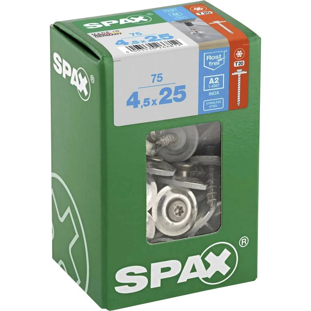 SPAX 4577000450257 limarski vijak 4.5 mm 25 mm T-STAR plus nehrđajući čelik A2 75 kom. slika