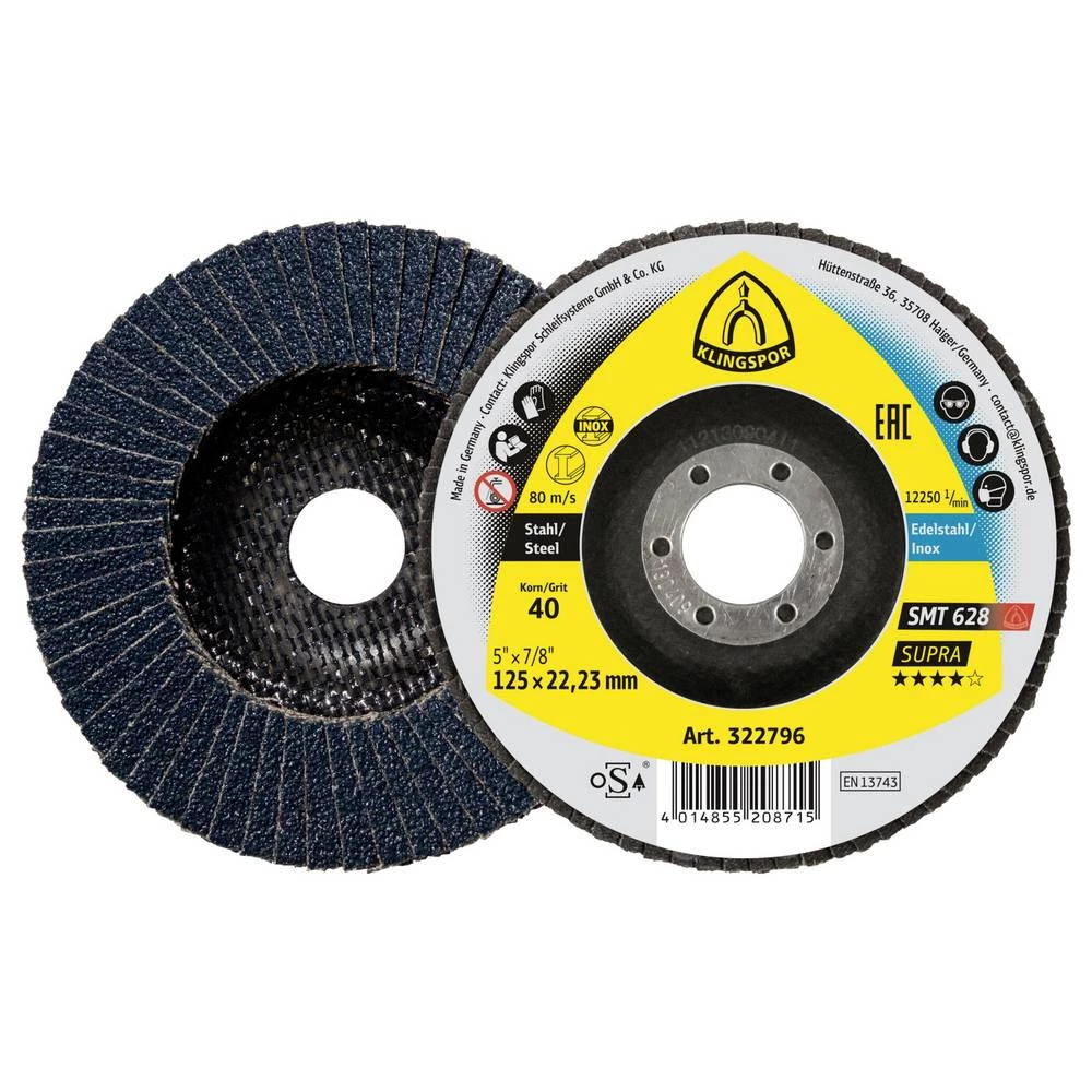 Klingspor 322803 SMT 628 abrazivni lamelni disk, 180 x 22,23 mm, granulacija 40, ravni promjer 180 mm 10 kom. slika