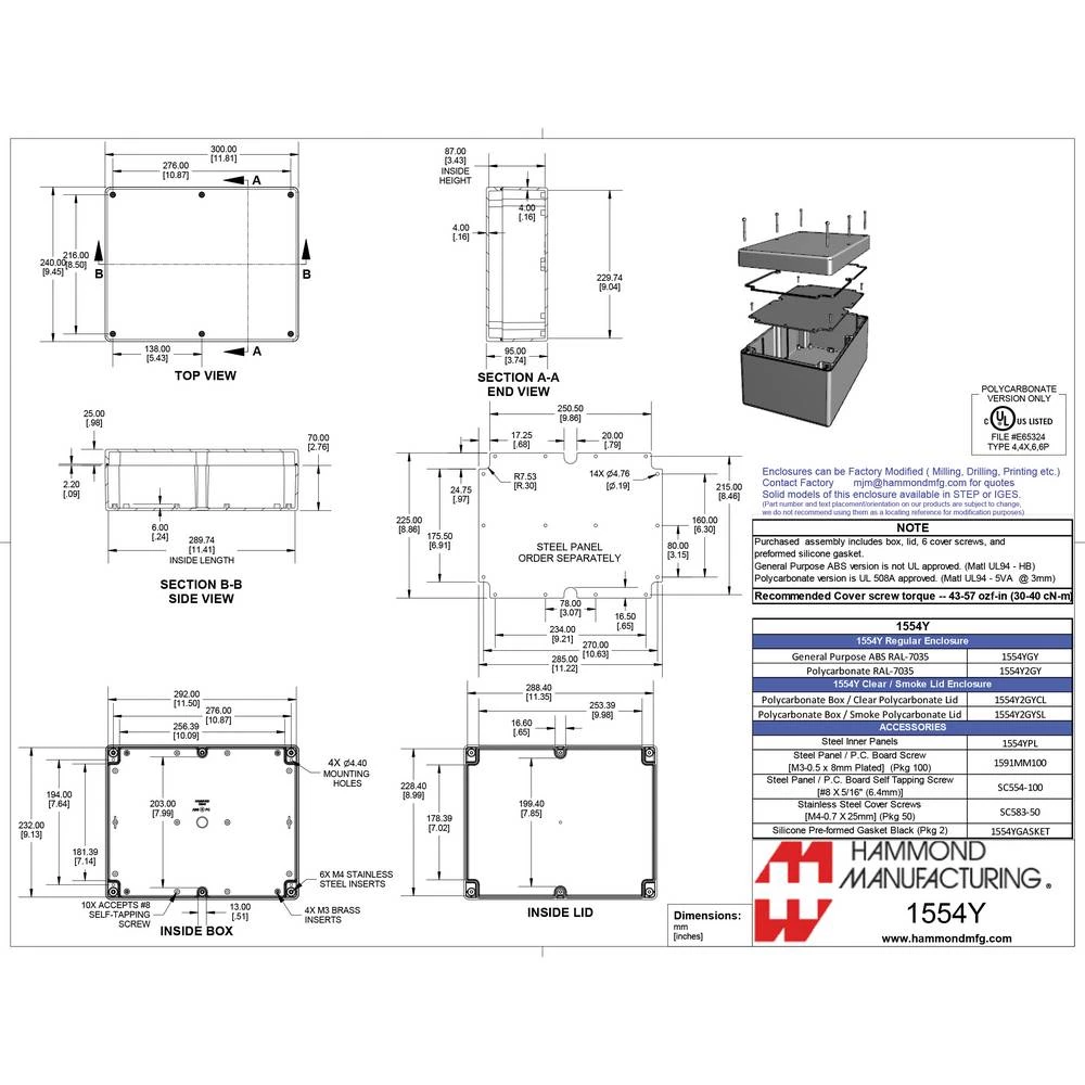 Hammond Electronics 1554YGY Univerzalno kućište ABS Siva 1 ST slika