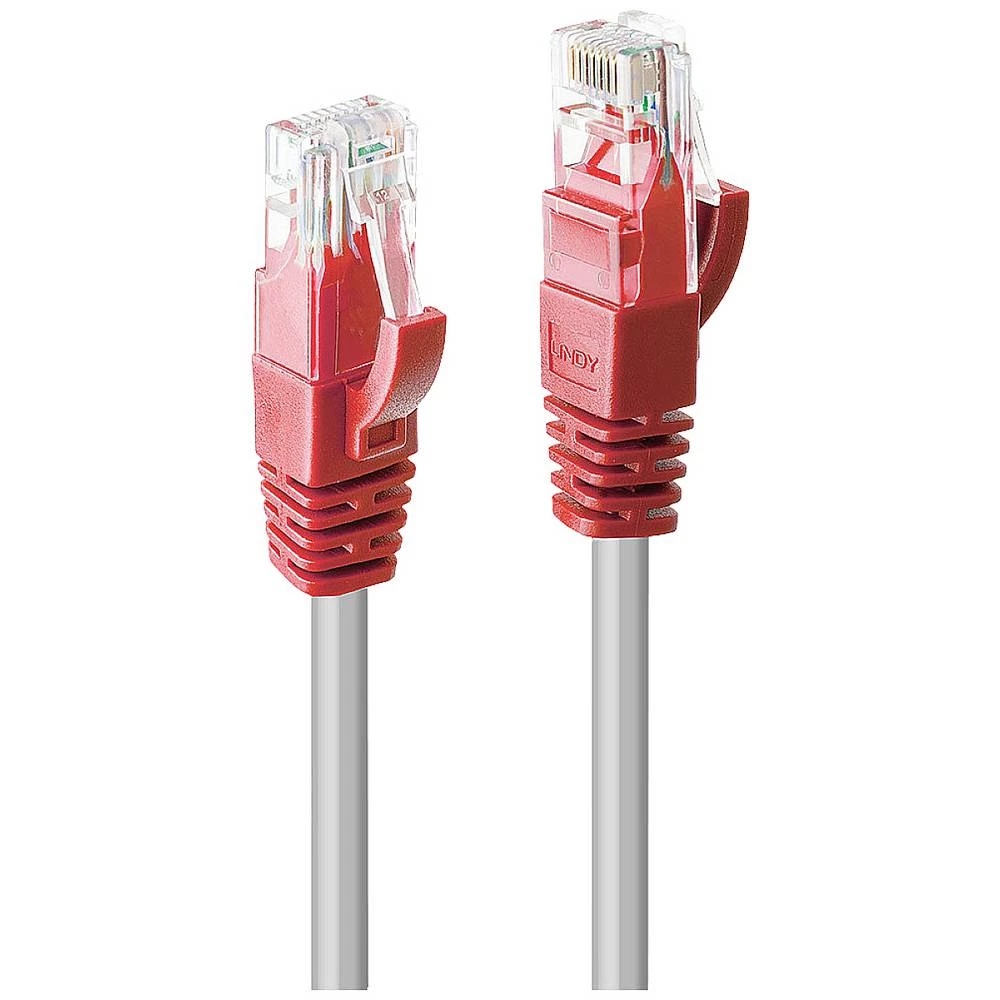 LINDY 48136 RJ45 mrežni kabel, Patch kabel cat 6 U/UTP 0.5 m siva  1 St. slika