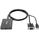 club3D CAC-1720 HDMI / USB / VGA adapter [2x muški konektor vga, muški konektor USB - 1x ženski konektor HDMI] crna high speed  HDMI, s USB, mogućnost vijčanog spajanja, pozlaćeni kontakti 0.
