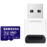 Samsung PRO Plus sdxc kartica 256 GB Class 10, Class 10 UHS-I, UHS-I, v30 Video Speed Class 4K video podrška, a2 standard , uklj. USB čitač kartica, otporan na udarce