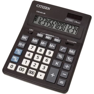 Stolni kalkulator Citizen Office CDB 1401 Crna Zaslon (broj mjesta): 14 solarno napajanje, baterijski pogon (Š x V x d) 155 x 35 slika