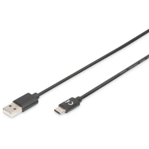 Digitus USB 2.0 Priključni kabel [1x Muški konektor USB-C™ - 1x Muški konektor USB 2.0 tipa A] 1.8 m Crna Sa zaštitom slika