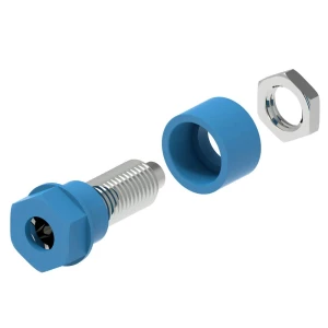 Izolirana utičnica Ø4 mm s terminalom s rupom Ø2 mm, svornjakom s navojem M6 i šesterokutnom maticom, plava Electro PJP 3230-C-CD1-BL laboratorijski ženski konektor  Zatik-Ø: 4 mm plava boja 1 St. slika