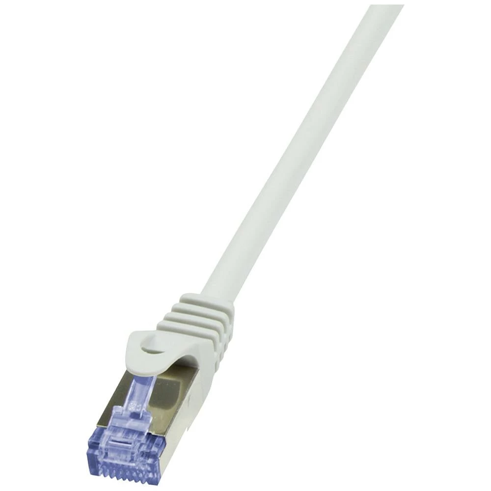 LogiLink CQ3102S RJ45 mrežni kabel, Patch kabel CAT 6a S/FTP 15 m siva sa zaštitom za nosić, vatrostalan, sveukupno zašt slika