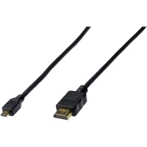 Digitus HDMI Priključni kabel [1x Muški konektor HDMI - 1x Muški konektor Micro HDMI tipa D] 1 m Crna slika