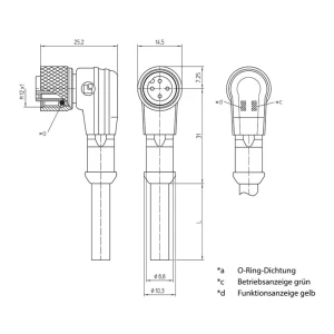 Utični konektor za senzor/aktivator, konfekcionirani M12 Konektor, kutni 2 m Broj polova: 3 Lutronic 1135 1206 03 L1 001 2m 1 ST slika