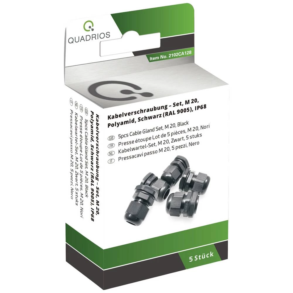 Quadrios 2102CA128 asortiman uvodnica M20 PA66 crna 1 Set slika