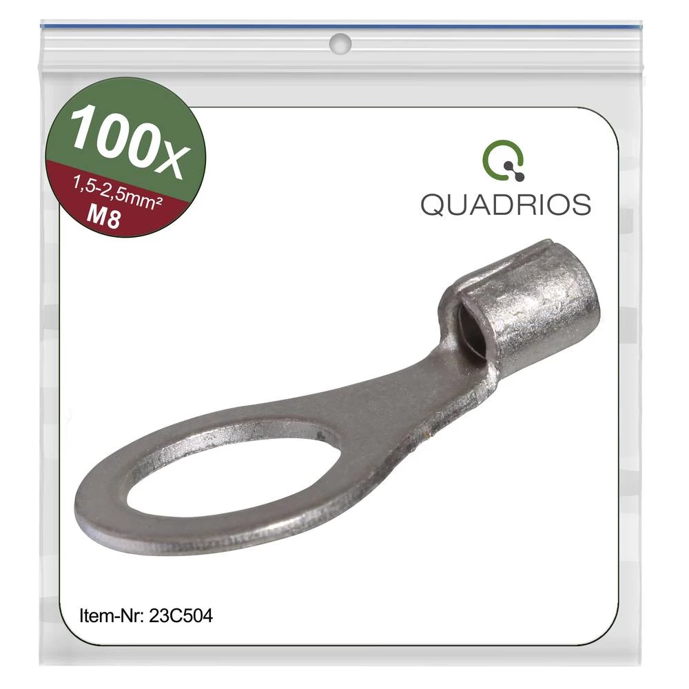 Quadrios 23C504 prstenasta kabelska stopica Presjek (maks.)=2.5 mm² Otvor Ø=8.5 mm neizolirani 100 St. slika