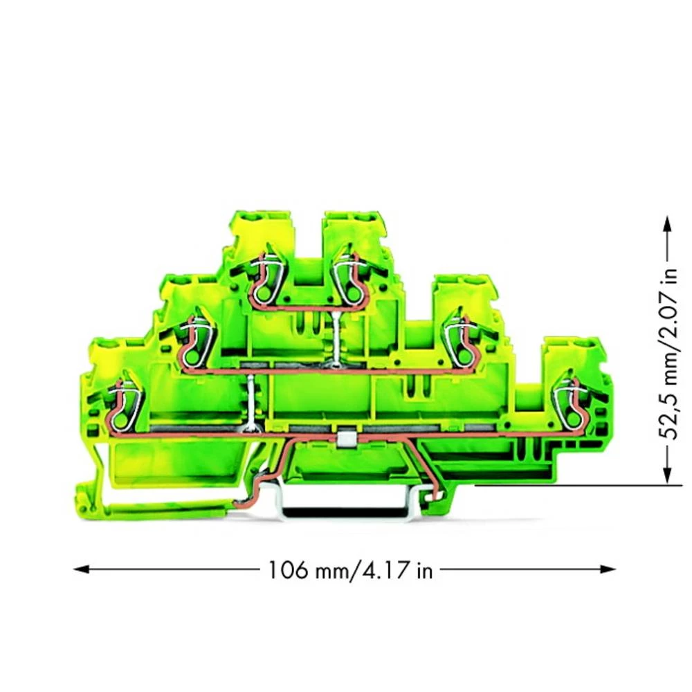 WAGO 870-557 trokatna stezaljka za zaštitni vodič 5 mm opruga Dostupnost: pe zelena, žuta 50 St. slika