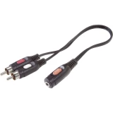 SpeaKa Professional-Činč/JACK audio priključni kabel [2x činč utikač - 1x JACK utičnica 3.5mm] 1.50m, crn 50109