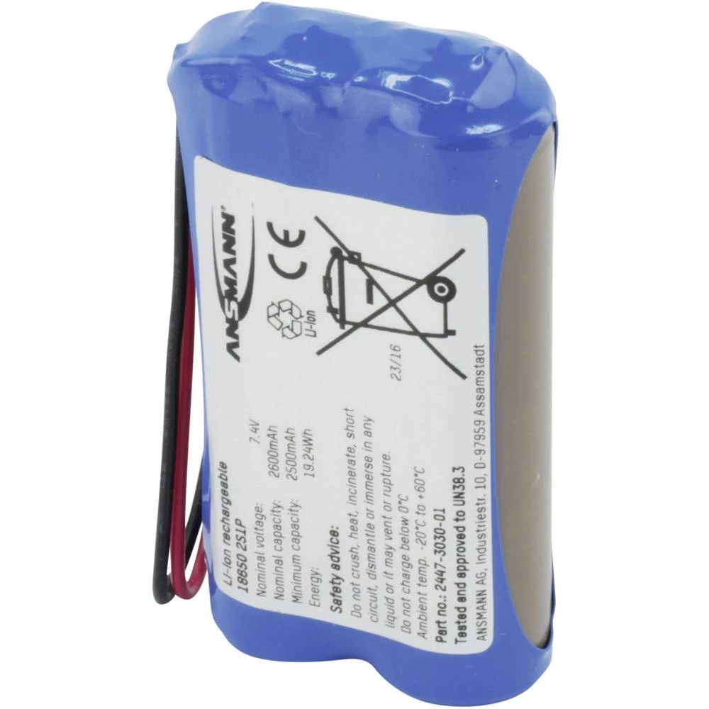 Aku-pack 2x 18650 Kabel Li-Ion Ansmann 2S1P 7.4 V 2600 mAh slika