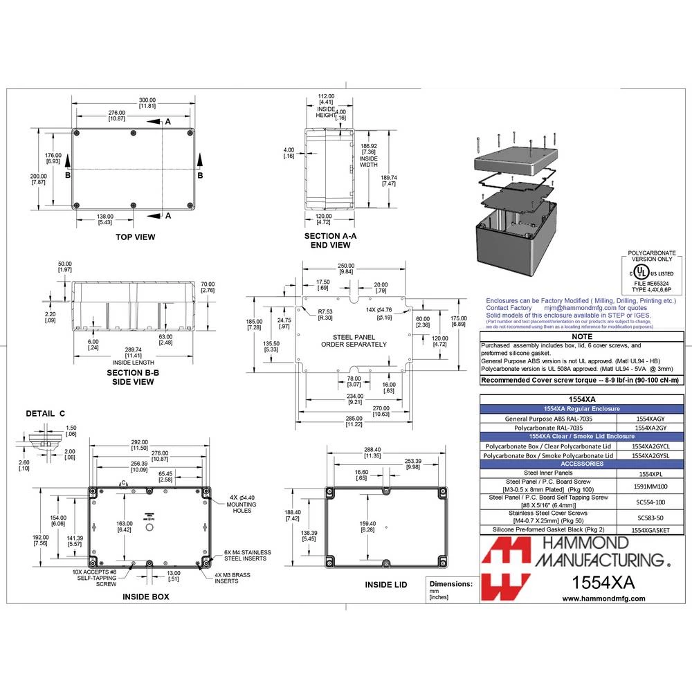 Hammond Electronics 1554 PC CL Univerzalno kućište Polikarbonat Siva 1 ST slika