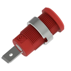 Ø4mm sigurnosna banana utičnica s Ø14,5mm okruglom maticom, 6,3x10mm ravni spojni jezičak, crvena Electro PJP 3266-C-CD1-R sigurnosni laboratorijski ženski konektor  Zatik-Ø: 4 mm crvena 1 St. slika